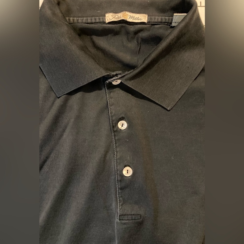 Peter Millar Men’s Size Large Black Double Mercerized Polo Shirt